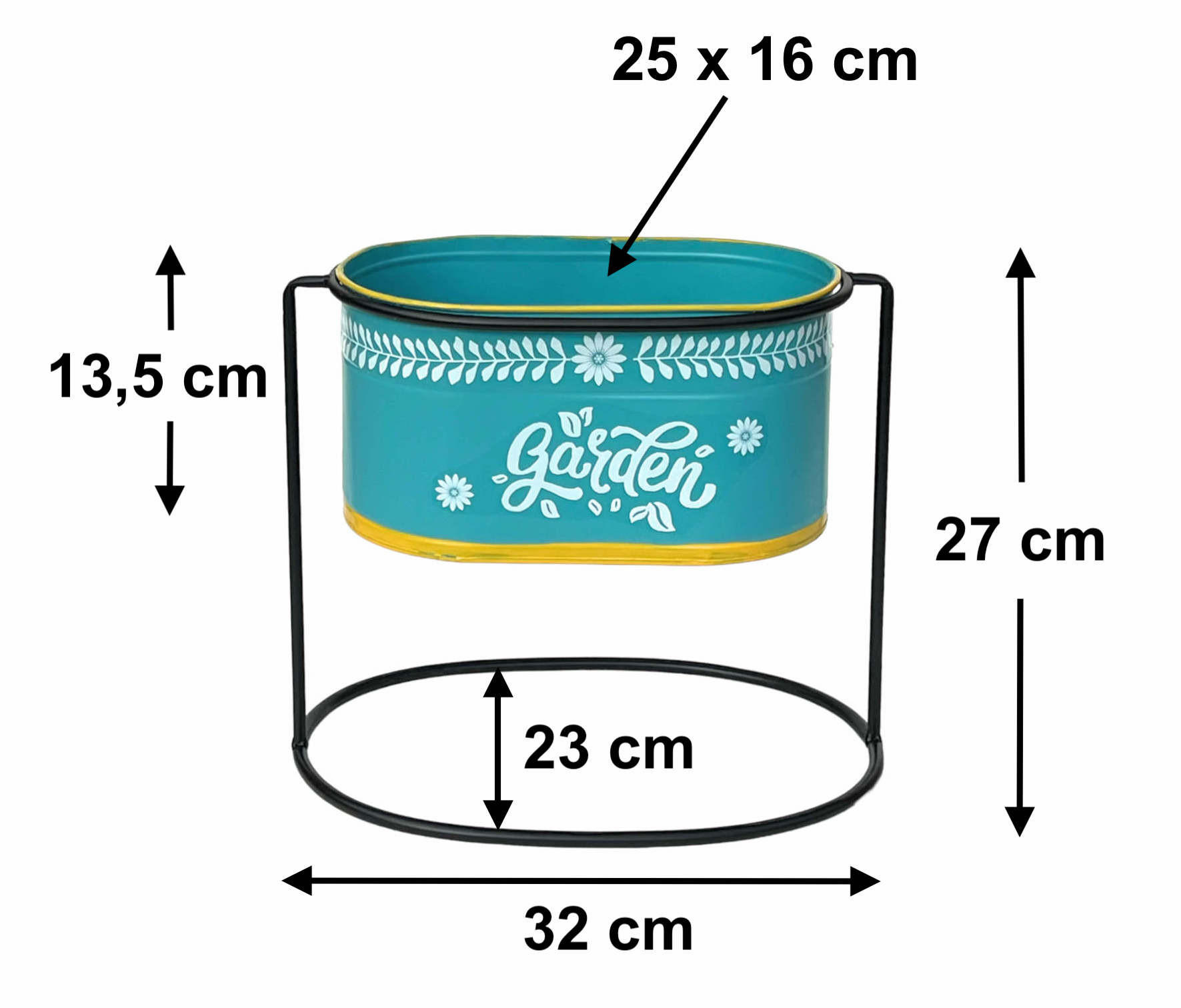 BLUMENHOCKER mit Topf Metall Stehend Blau Oval 27 cm - Blau, Metall (32/27/23cm) - DanDiBo