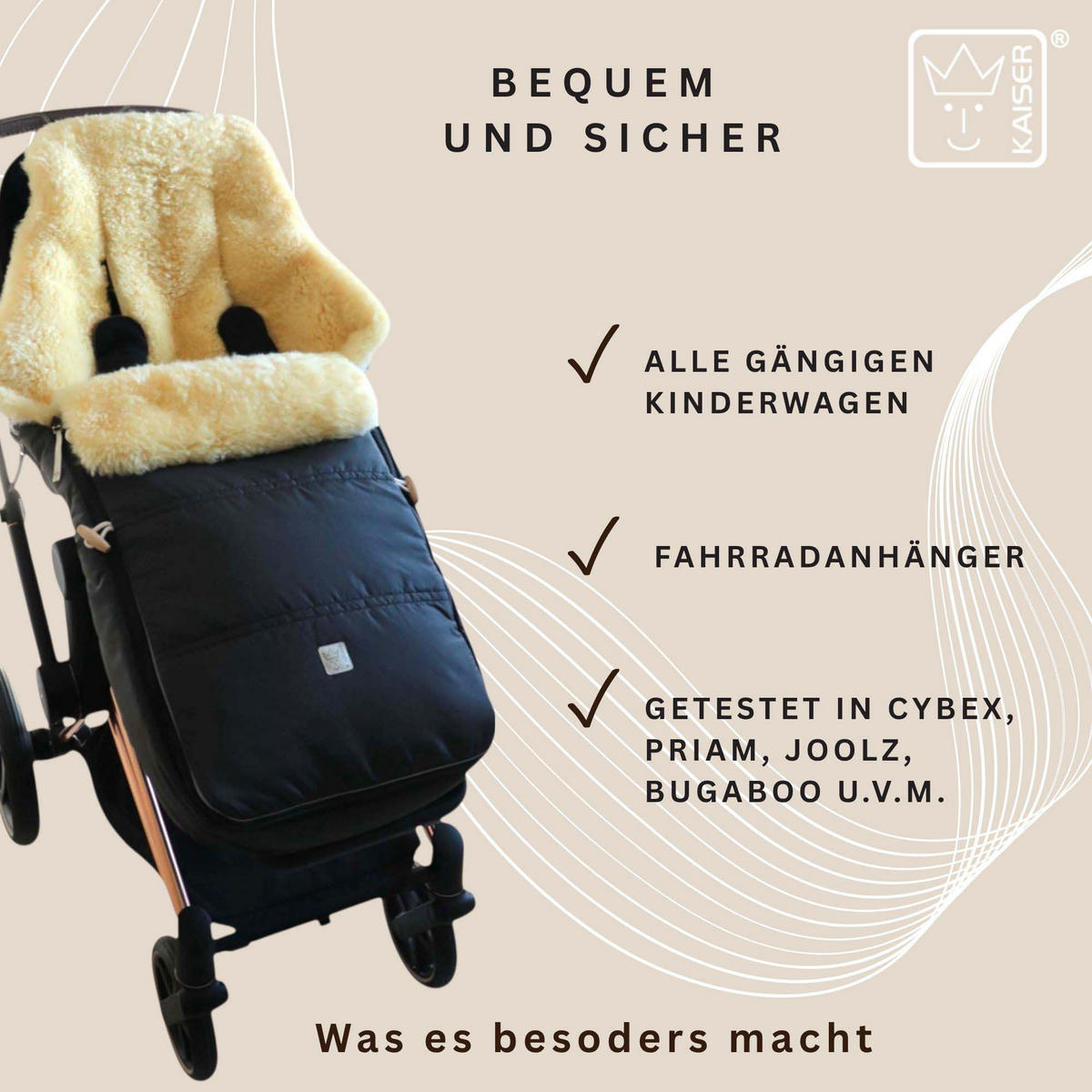 LAMMFELL-FUSSSACK Dublas 2.0, anthracite - Anthrazit, Fell (45/95cm) - Kaiserbaby
