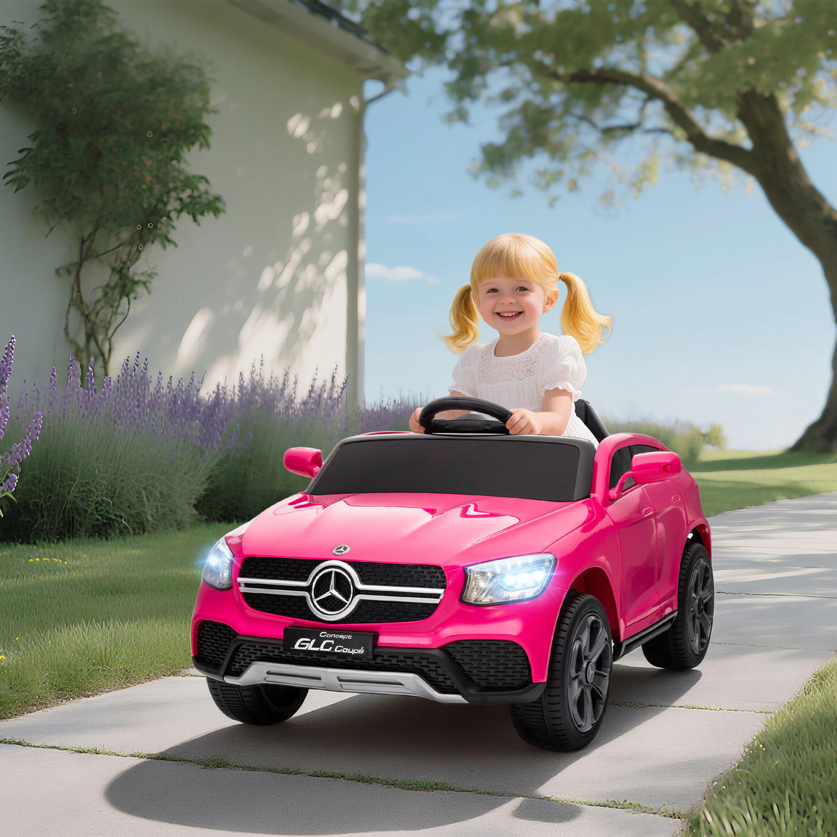 KINDER-ELEKTROAUTO 12V Kinderauto mit 2,4 GHz Fernbedienung, Hupe, Rosa - Rosa, Kunststoff (105/68/50cm) - AIYAPLAY