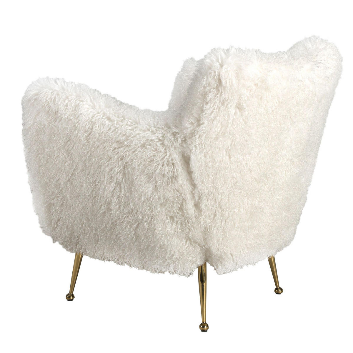 SESSEL Sessel aus weißem Langflor-Stoff 93/82/91 cm - Goldfarben/Weiß, Textil/Metall (93/91/82cm) - ANGEL CERDA