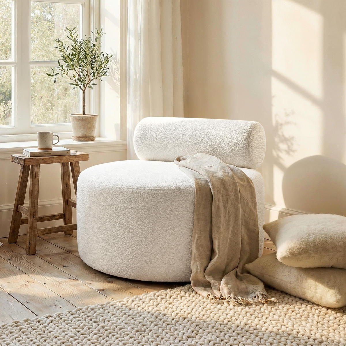 SESSEL CHERRY 90/78 cm, in Weiß - Weiß, Textil (90/78/90cm) - Idohome