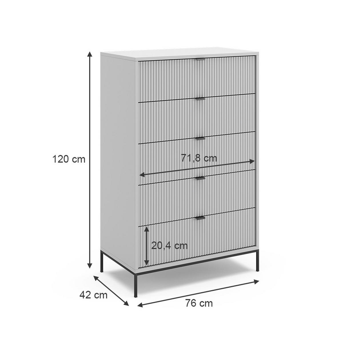 KOMMODE Eliza Grau 46 x 120 cm - Grau, Holzwerkstoff (76/120/42cm) - Vicco
