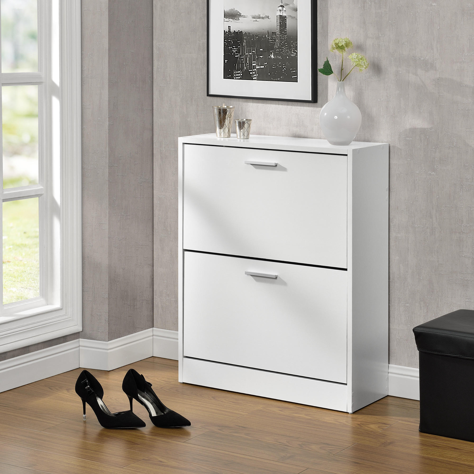 SCHUHSCHRANK Sykkylven - Weiß, Holzwerkstoff (63/81/24cm) - [en.casa]