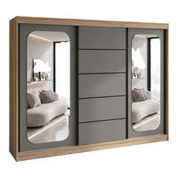 SCHWEBETÜRENSCHRANK BELANO 200 cm. Innenausstattung: Comfort plus - Graphitfarben/Braun, Holzwerkstoff (200/215/59.5cm) - A&J MöbelLand