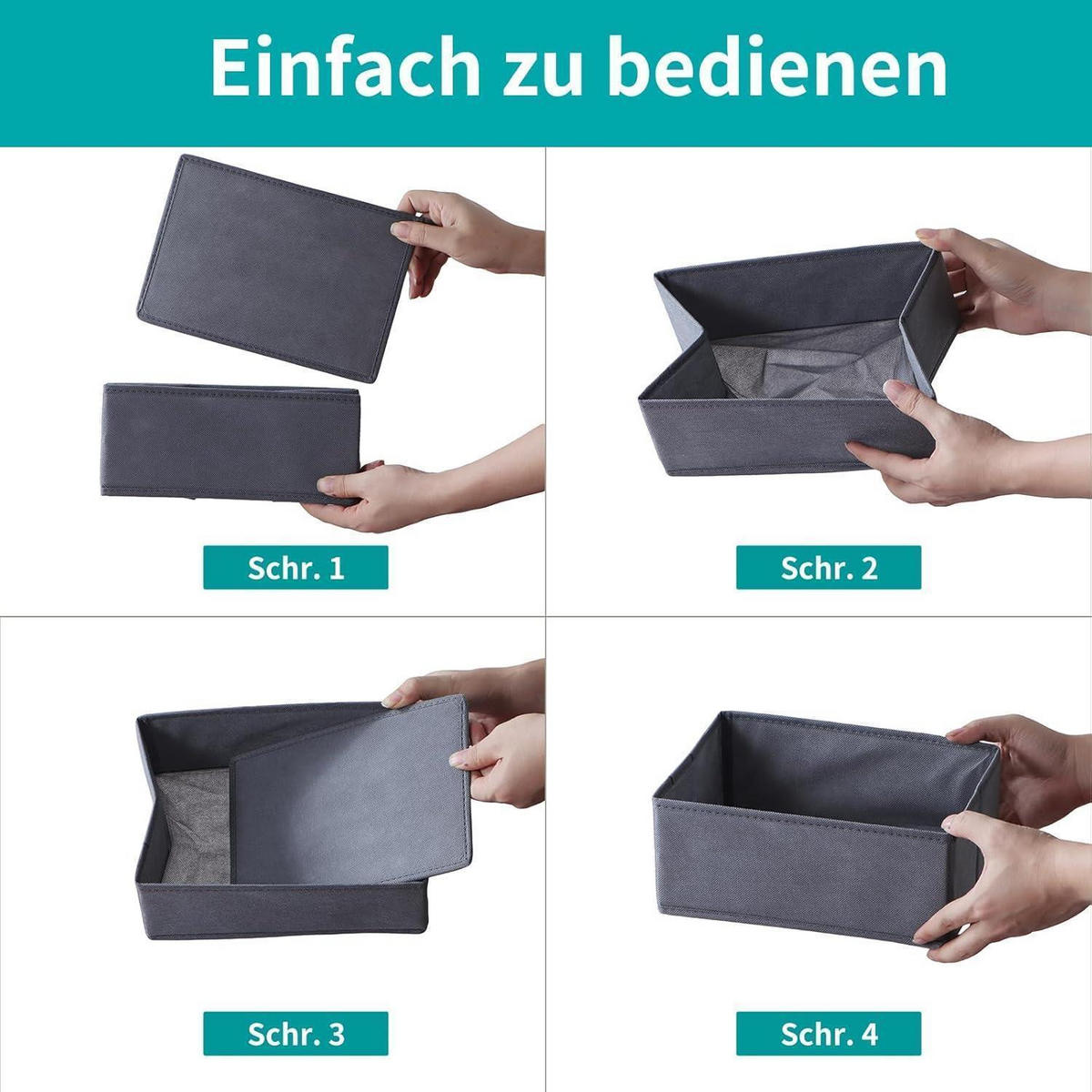 SCHUBLADEN Organizer 16er Set Grau für PAX Kleiderschrank 100x58 cm - Grau, Textil (24/11/26cm)