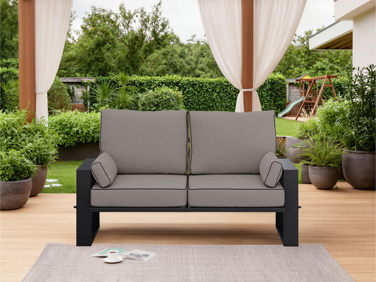 LOUNGESOFA Elba 2 Sitzer - Grau - Grau, Textil (150/90/87cm) - MKS
