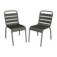 GARTENSTUHL stapelbar 2er-Set - Metall - Anthrazitgrau - MIRMANDE von MYLIA - Anthrazit, Metall (59/79/47.5cm) - Vente-Unique