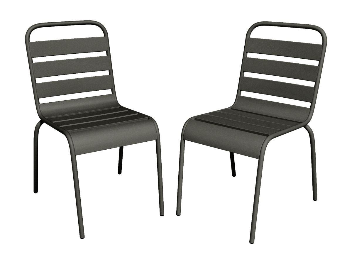 GARTENSTUHL stapelbar 2er-Set - Metall - Anthrazitgrau - MIRMANDE von MYLIA - Anthrazit, Metall (59/79/47.5cm) - Vente-Unique