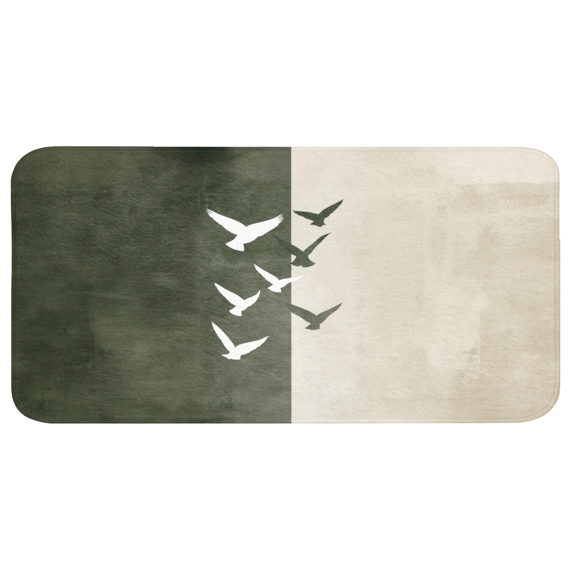 BADEMATTE Japandi - Vogel - Grün Badezimmerteppich 120x60 cm - Olivgrün, Kunststoff/Textil (120/60cm) - OnlyWow