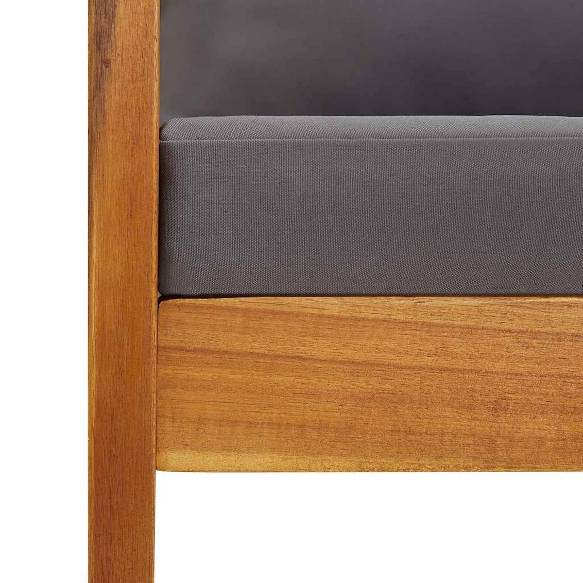 GARTEN-LOUNGE-SET 5-teilig Mit Auflagen Massivholz Akazie - Dunkelgrau/Braun, Holz/Textil - vidaXL