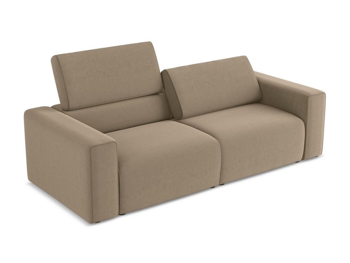 3-SITZER SOFA Samt Stoff Beige - Beige/Schwarz, Kunststoff/Textil (224/80/103cm) - Makamii