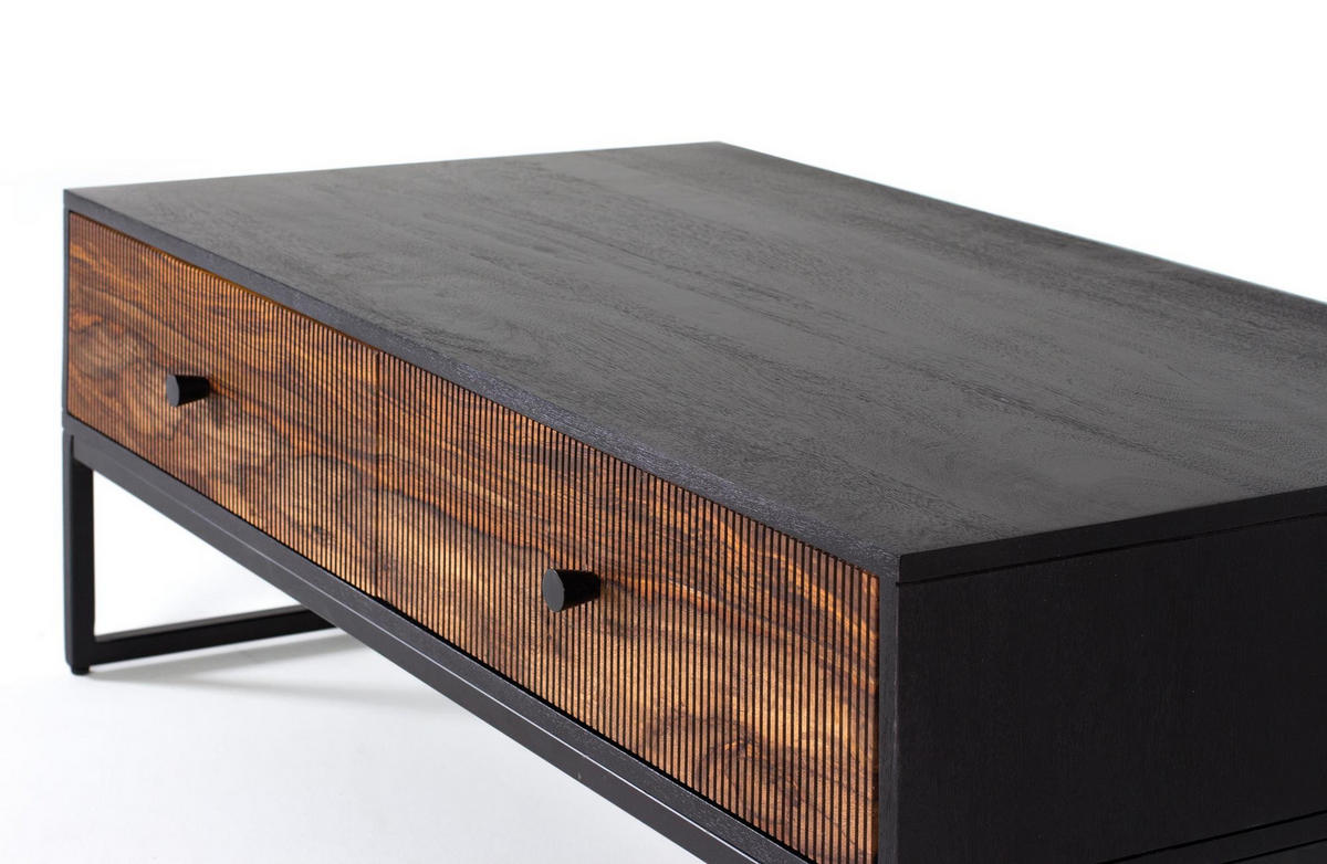 COUCHTISCH aus Palisander mit braunen Metallbeinen - Schwarz, Holz (110/60/40cm) - Giner y Colomer