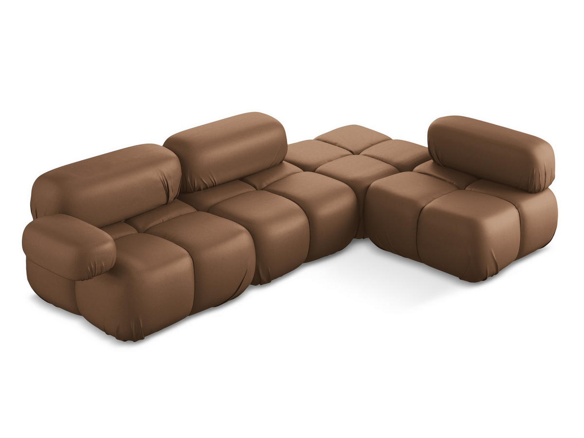 ECKSOFA Rechts Kunstleder Braun - Lila/Schwarz, Leder/Kunststoff (285/190cm) - Makamii
