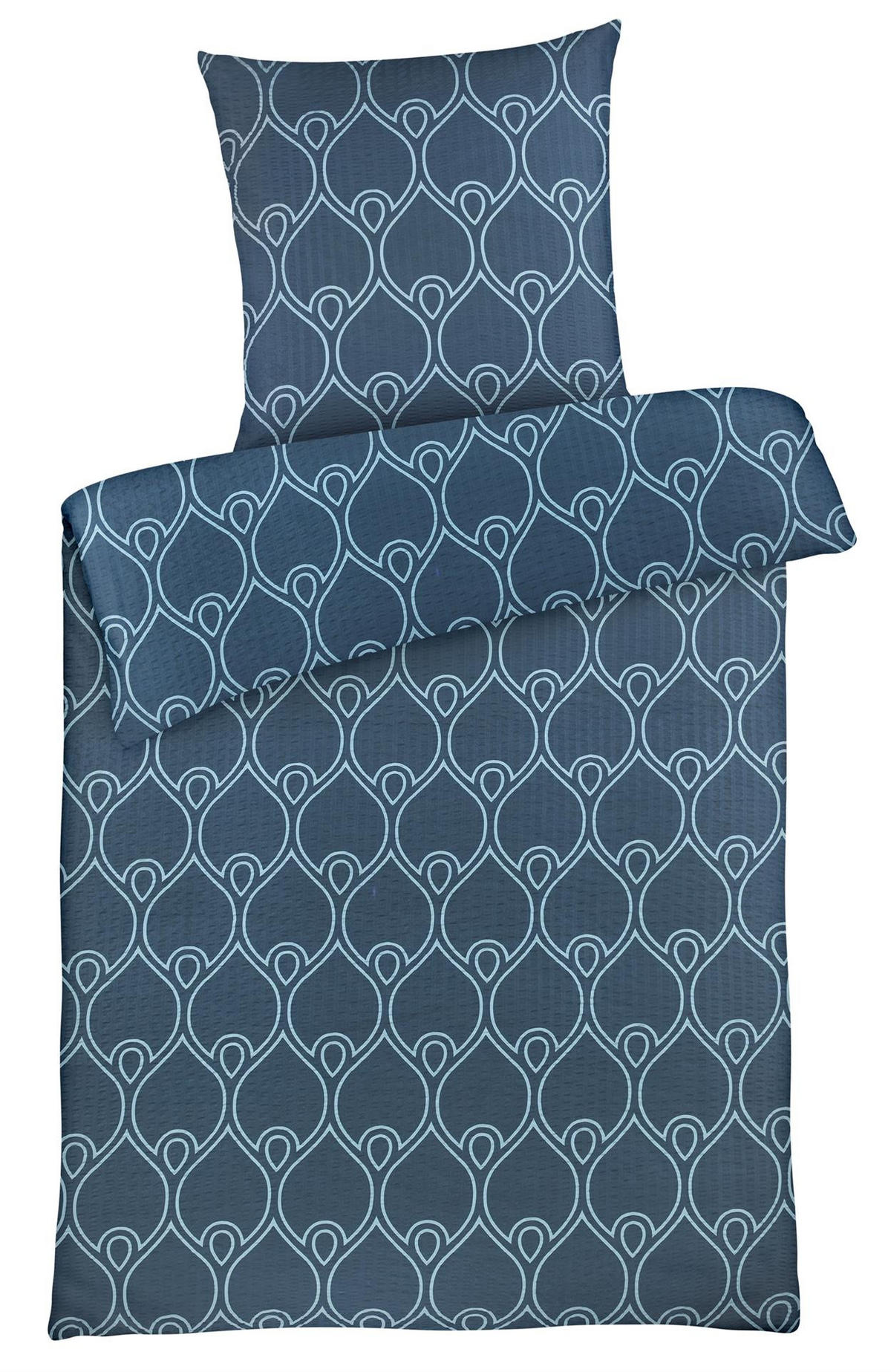 SEERSUCKER-BETTWÄSCHE 135x200 Ornamente Sommer Bettbezug Bügelfrei aus 100% Polyester, Mikrofaser Bettbezüge Blau - Dunkelblau, Textil (135/200cm) - Carpe Sonno