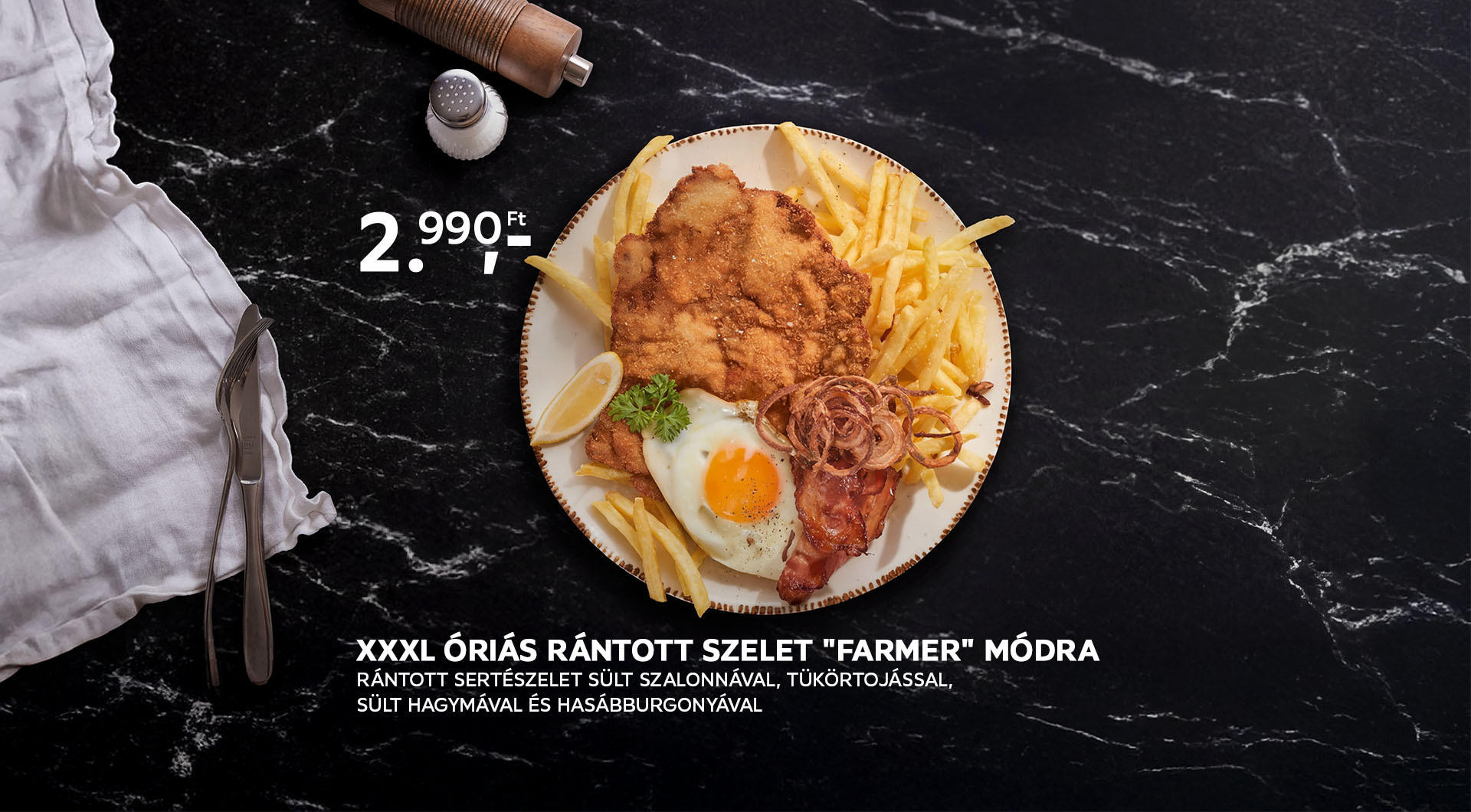 Óriás rántott szelet "farmer" módra