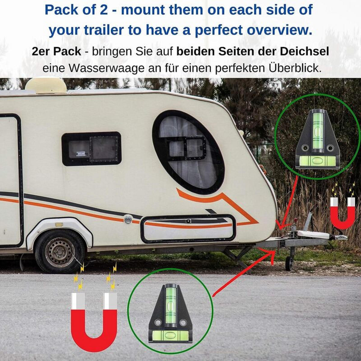 WASSERWAAGE - Dreieck - Zweiteiliges Set mit Magnet - Schwarz, Kunststoff (5.7/4.3/1.6cm) - DCA