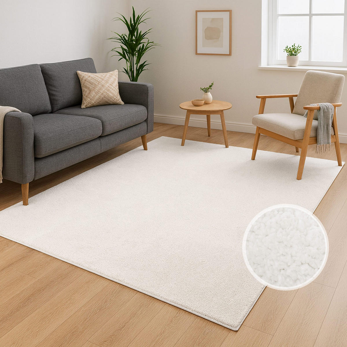 KURZFLOR-TEPPICH Calma 200 Weiß 120x160 cm - Weiß, Kunststoff/Textil (120/160cm) - carpet city