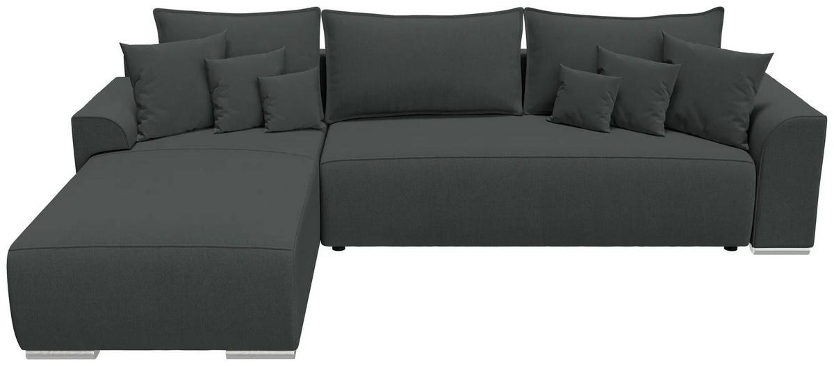 ECKSOFA Sydney mit Schlaffunktion Graphitfarben Leinenoptik - Graphitfarben, Textil (280/184cm) - Bromarkt