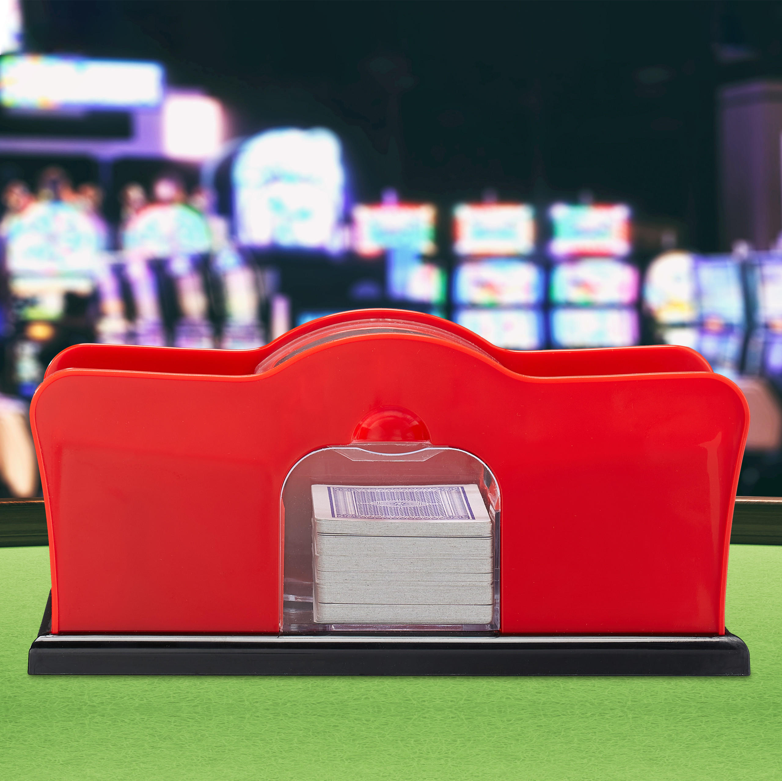 KARTENMISCHMASCHINE manuell - Rot, Kunststoff (23/15cm) - Relaxdays