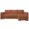 ECKSOFA DORA L, Eckcouch in L-Form mit Schlaffunktion und Bettkasten, Farbe: Orange, Bouclé-Stoff, Ottomane Rechts - Orange, Textil (240/143cm) - Storez24