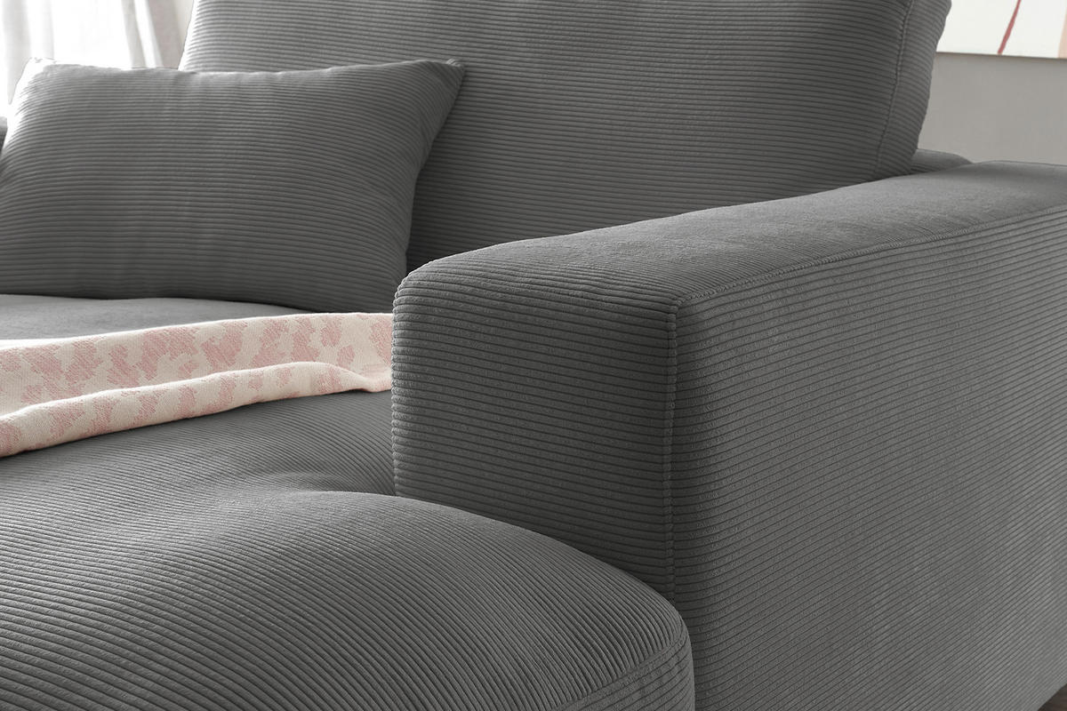 LONGSEAT MADELINE Anthrazit Cord - Anthrazit/Schwarz, Kunststoff/Textil (150/86/170cm) - KAWOLA