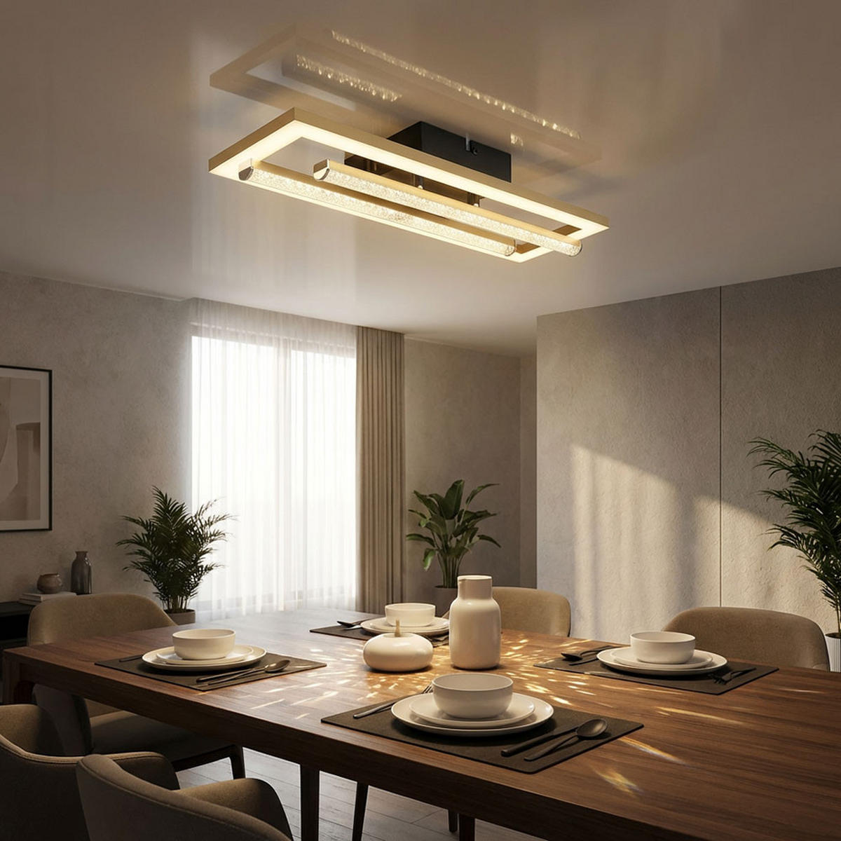 LED DECKENLEUCHTE Kristalle Gold Schwarz - Goldfarben, Kunststoff (40/37.5/6.3cm) - Globo Lighting
