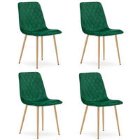 ESSZIMMERSTUHL 4-er Set TURIN dunkelgrüner Sitz, Beine in Holzfarbe - Dunkelgrün/Eichefarben, Textil (44.5/88.5/53cm) - Valora