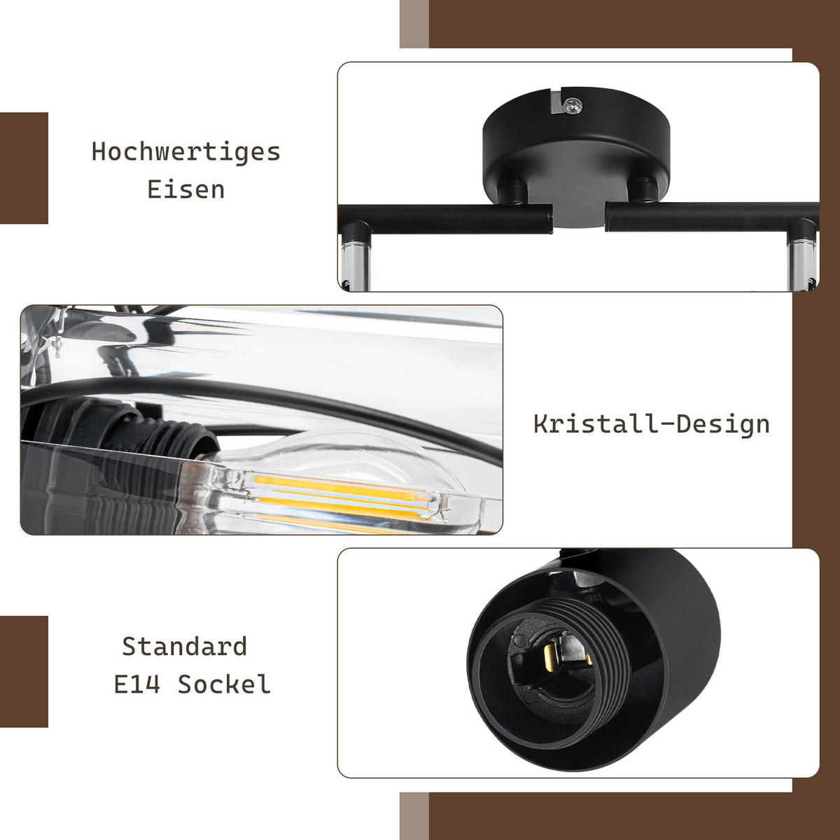DECKENLEUCHTE Leopold 60/16/21cm - Schwarz, Metall (60/16/21cm) - Nettlife