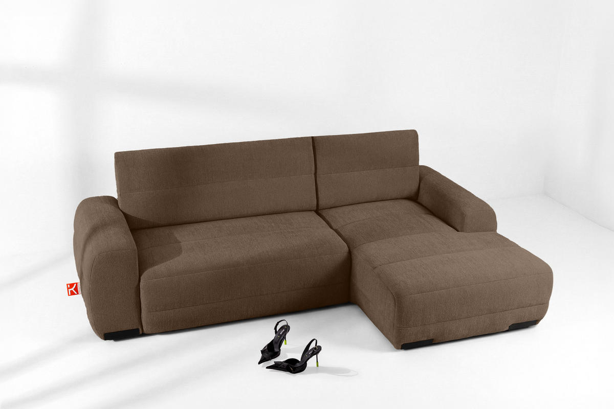 ECKSOFA RECHTS BLUME, Braun - Braun, Holz/Holzwerkstoff (271/164cm) - KONSIMO®