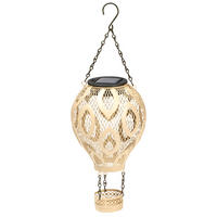 LED-SOLAR-METALL-HEISSLUFTBALLON - wetterfestes Windlicht mit Dämmerungssensor und Schattenspiel in beige - Beige, Metall (13/13/36cm) - Northpoint