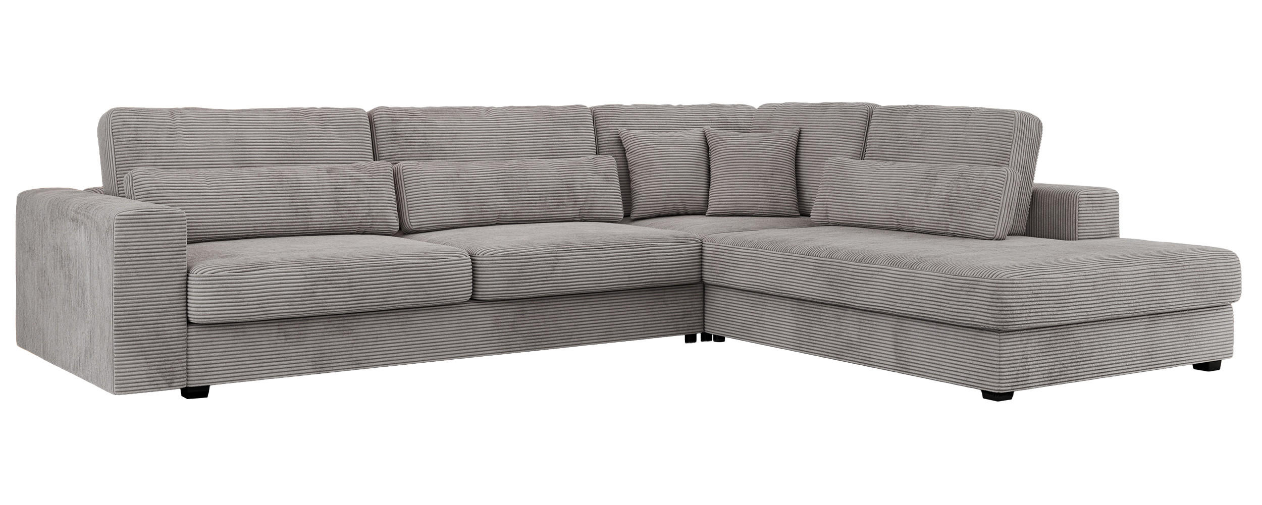 ECKSOFA Savona Grau Cord - rechts - Schwarz/Grau, Kunststoff/Textil (249/316cm) - MKS