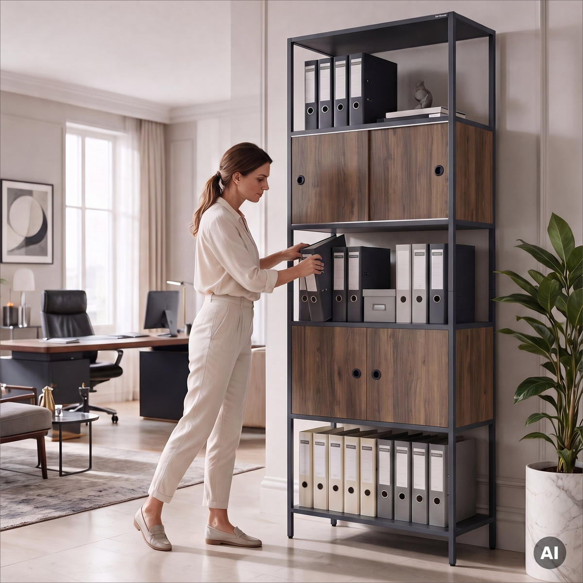 REGAL ARIEL 80 × 220 × 40 cm - Anthrazit/Nussbaumfarben, Metall (80/220/40cm) - Jan Nowak