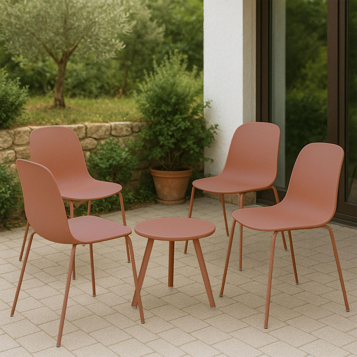 GARTENSITZGRUPPE Kunststoff Terracotta - Terracotta, Kunststoff - CLP