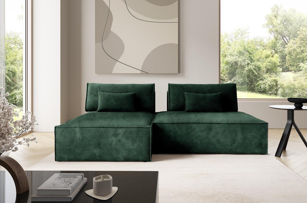ECKSOFA mit Schlaffunktion Grüne - Waldgrün, Textil (236/148cm) - Furnisell