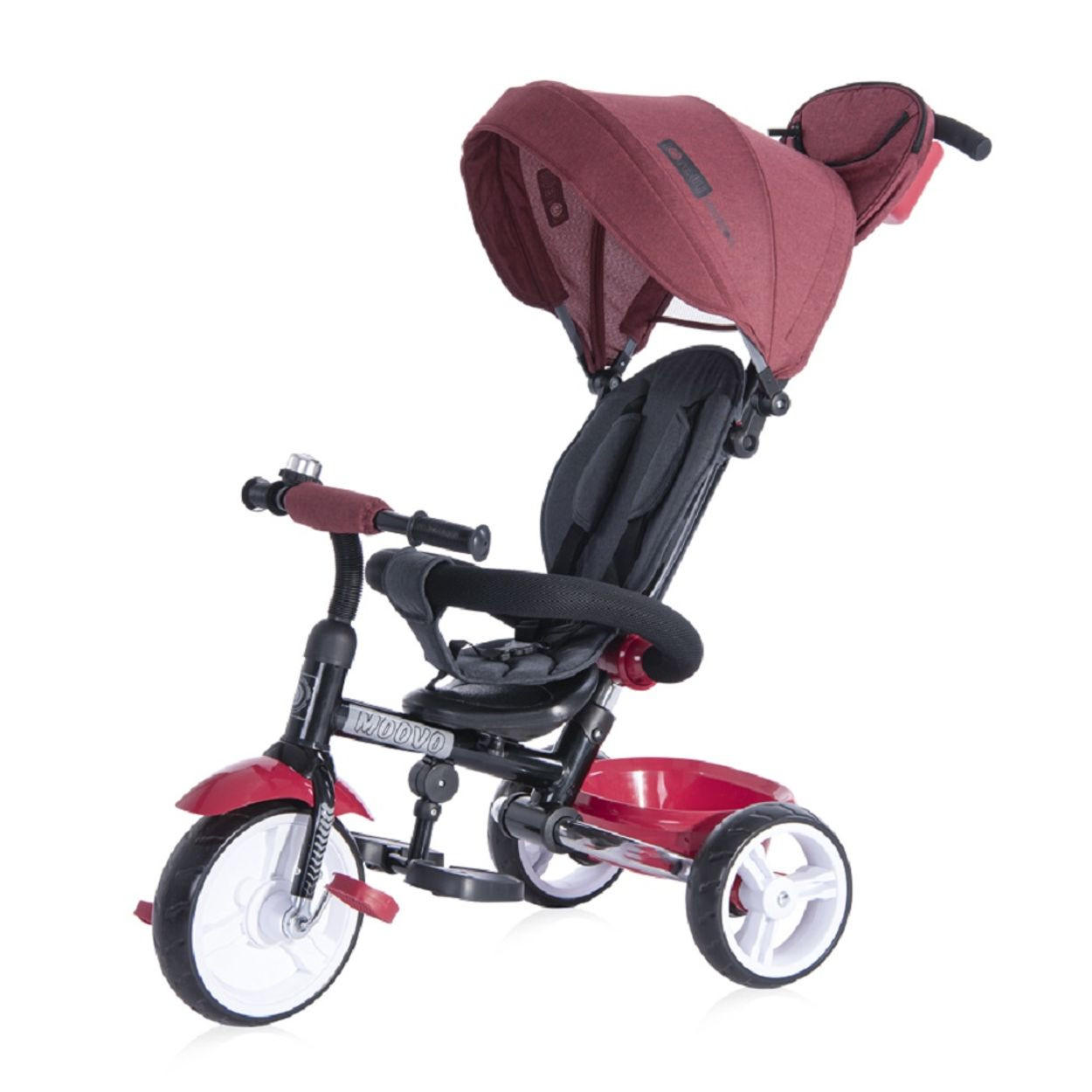DREIRAD Moovo dunkelrot EVA-Reifen faltbar Lenkstange Becherhalter verstellbar - Rot, Metall (120/55/104cm) - Lorelli
