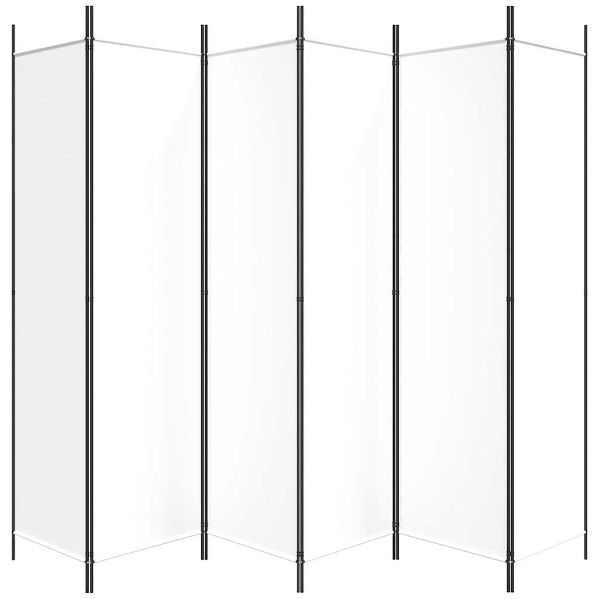 PARAVENT 6-teilig Weiss 300/200 Cm Stoff - Weiß, Textil (300/200/0.1cm) - vidaXL