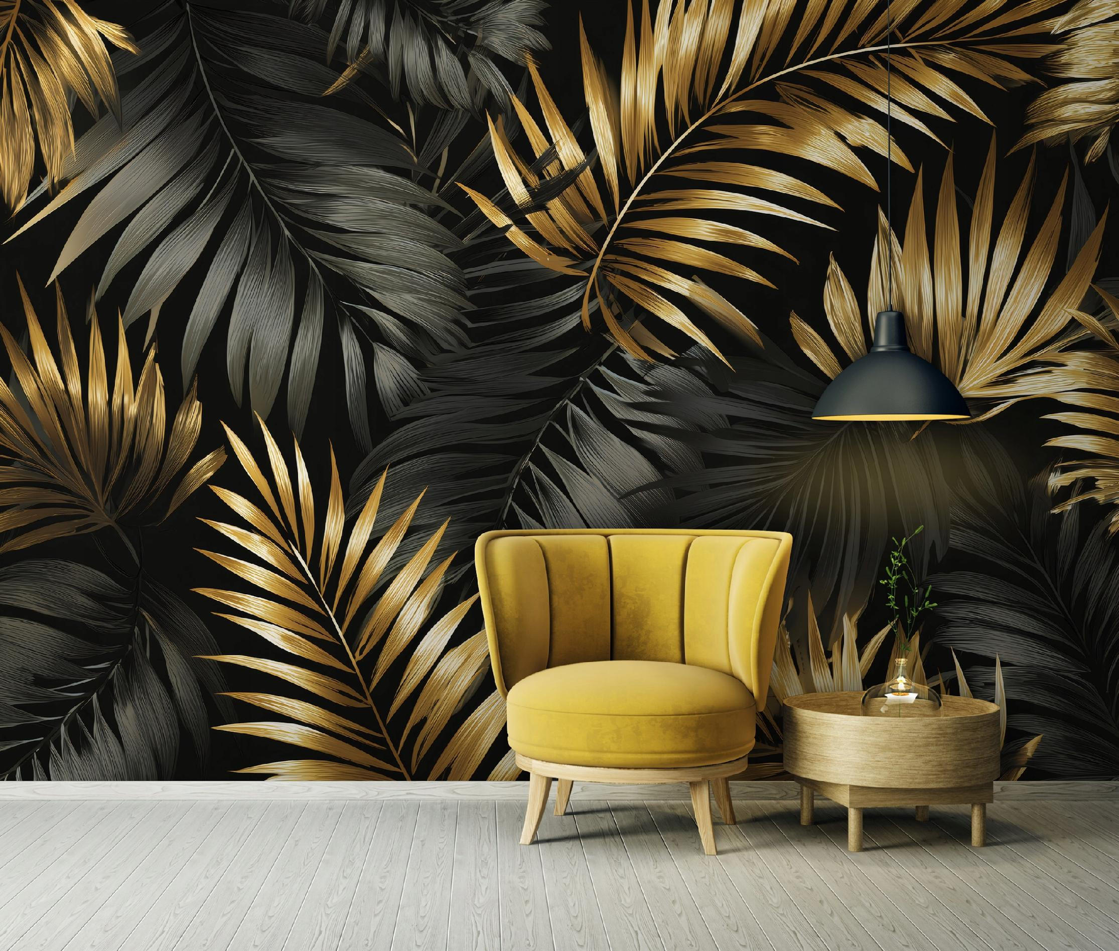 FOTOTAPETE Blätter Abstrakt Schwarz 300x210 cm - Multicolor, Papier (300/210cm) - Wallarena