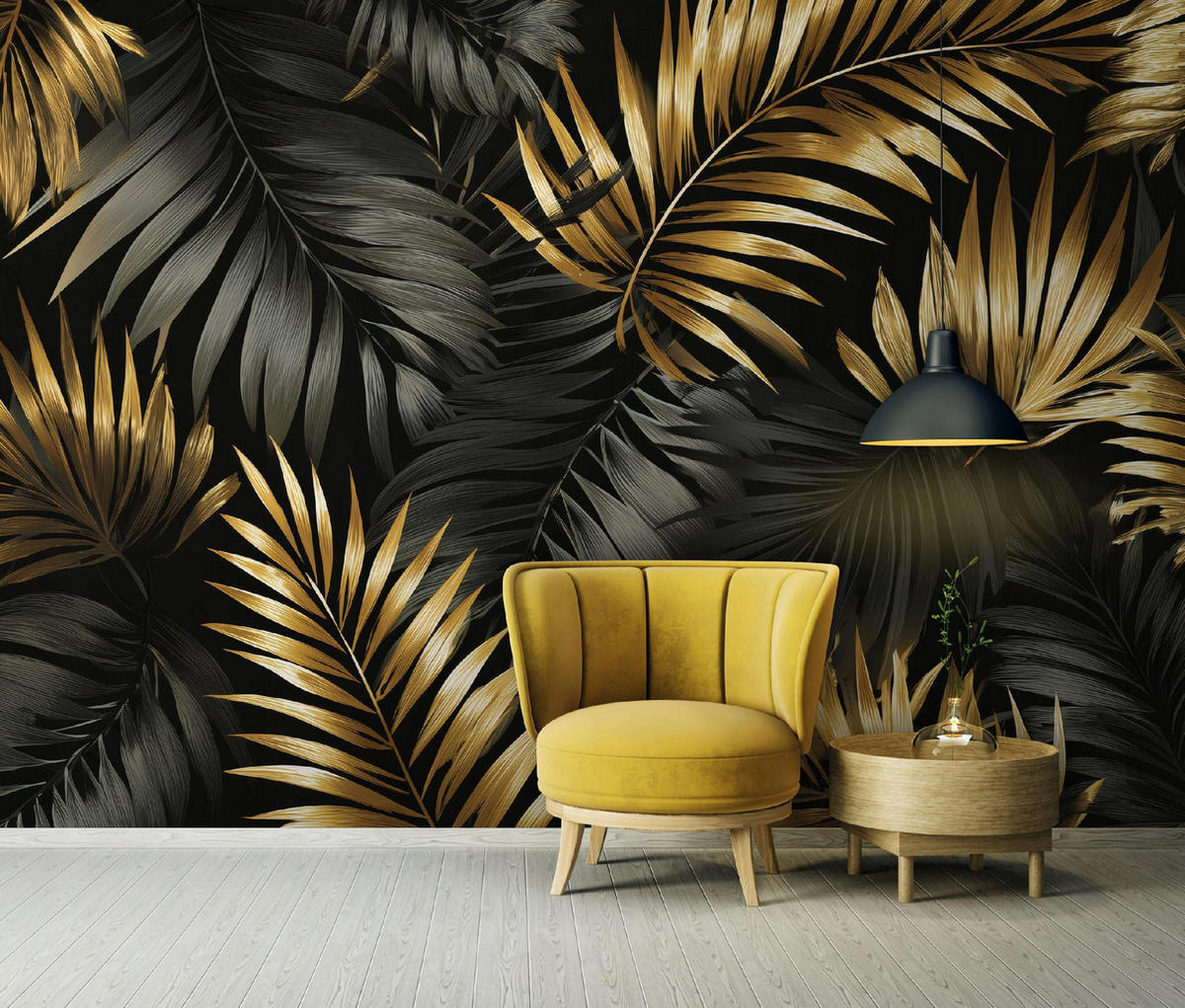 FOTOTAPETE Blätter Abstrakt Schwarz 300x210 cm - Multicolor, Papier (300/210cm) - Wallarena