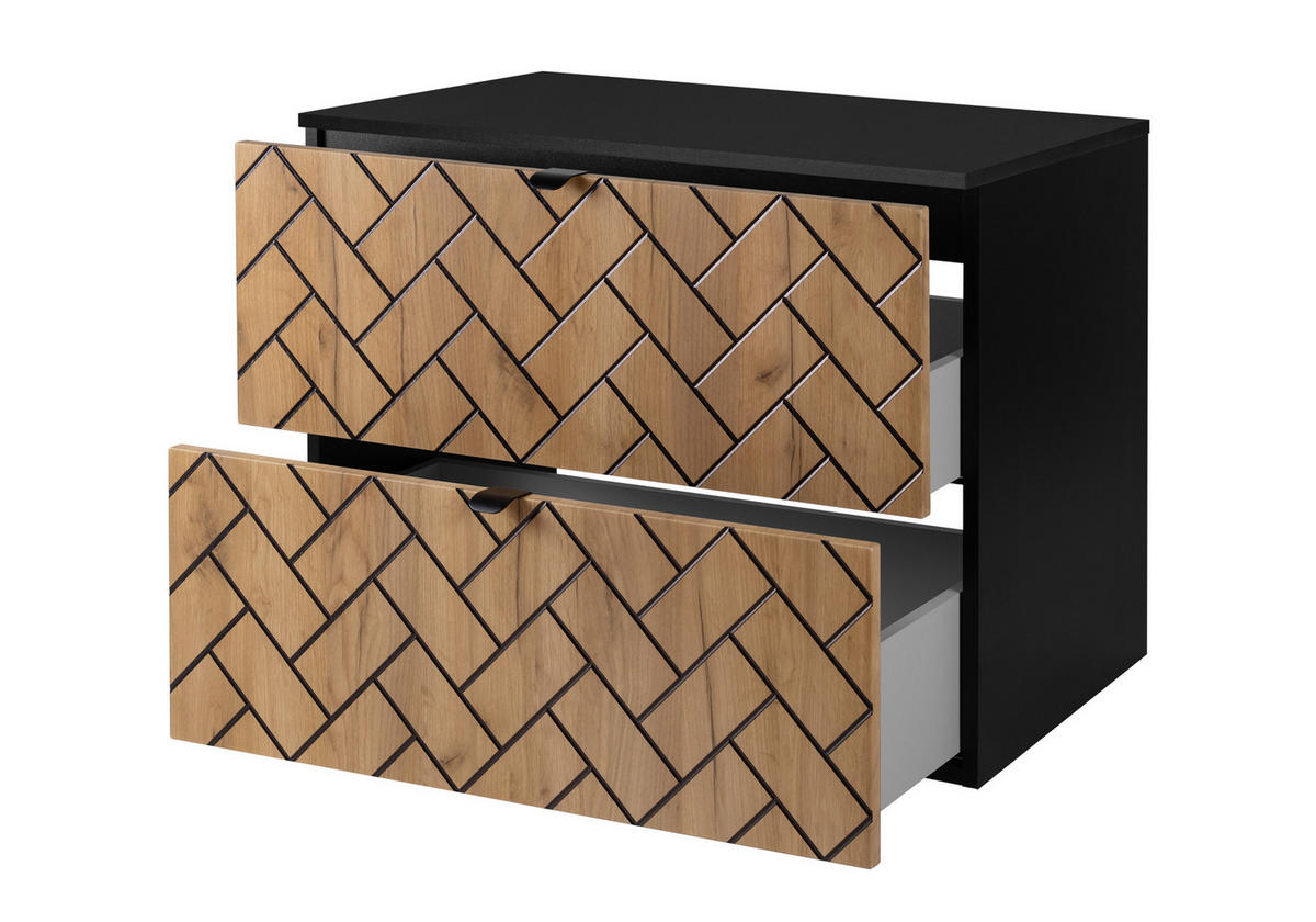 WASCHBECKUNTERSCHRANK TREND Eiche/Schwarz 80/46/60 cm - Schwarz, Holzwerkstoff (80/62/46cm) - Rodan