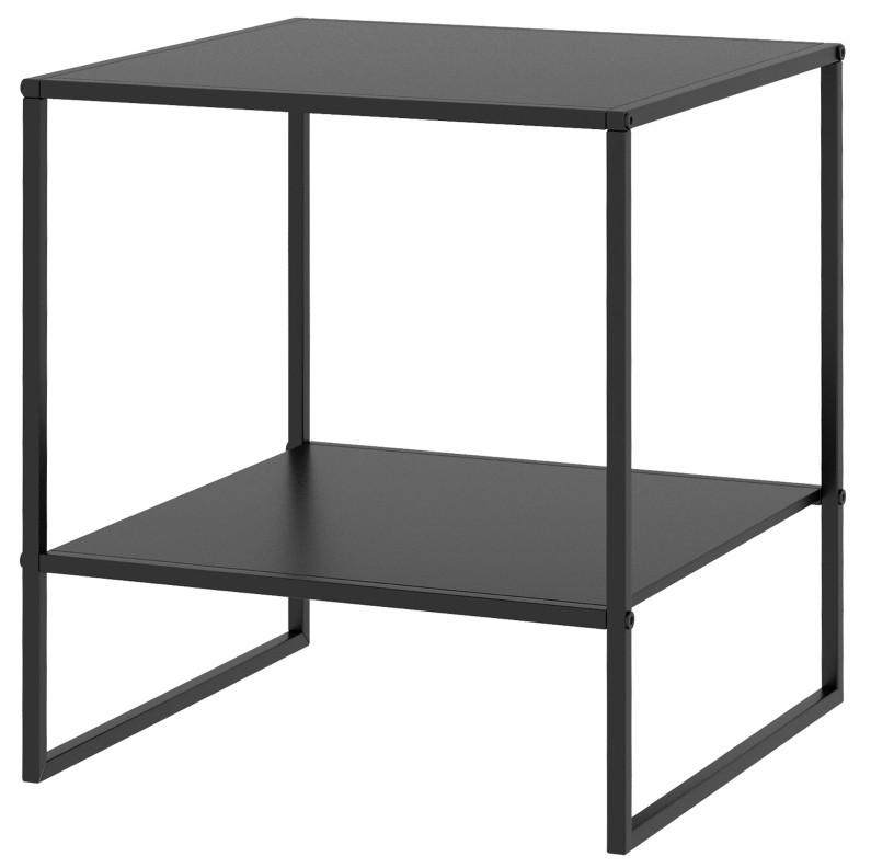 BEISTELLTISCH 40/40/45 cm in Schwarz mit Ablage und Stahlrahmen - Schwarz, Metall (40/40/45cm) - Flora Grace