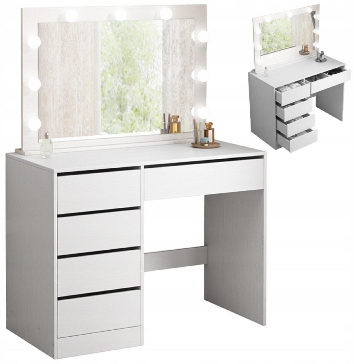 KOSMETIKTISCH weiß 142x100x50 cm - Weiß, Holzwerkstoff (100/142/50cm)