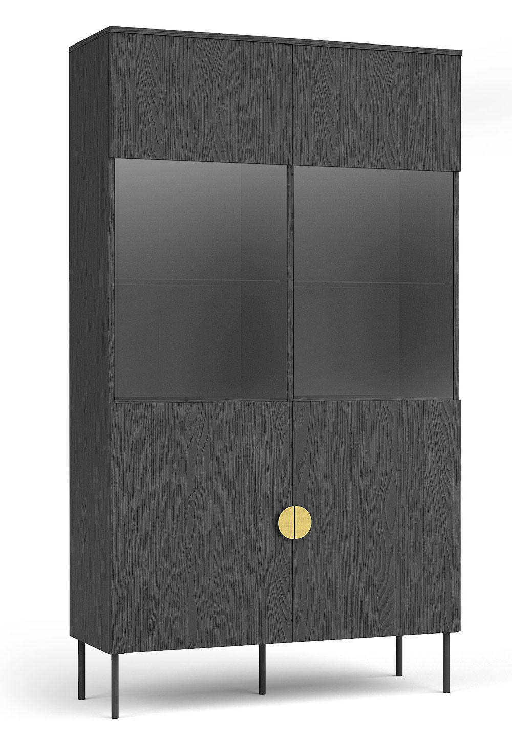 VITRINE Mond anthrazit 106 / 40 / 187cm - Anthrazit/Goldfarben, Holz/Holzwerkstoff (106/187/40cm) - Feldmann-Wohnen