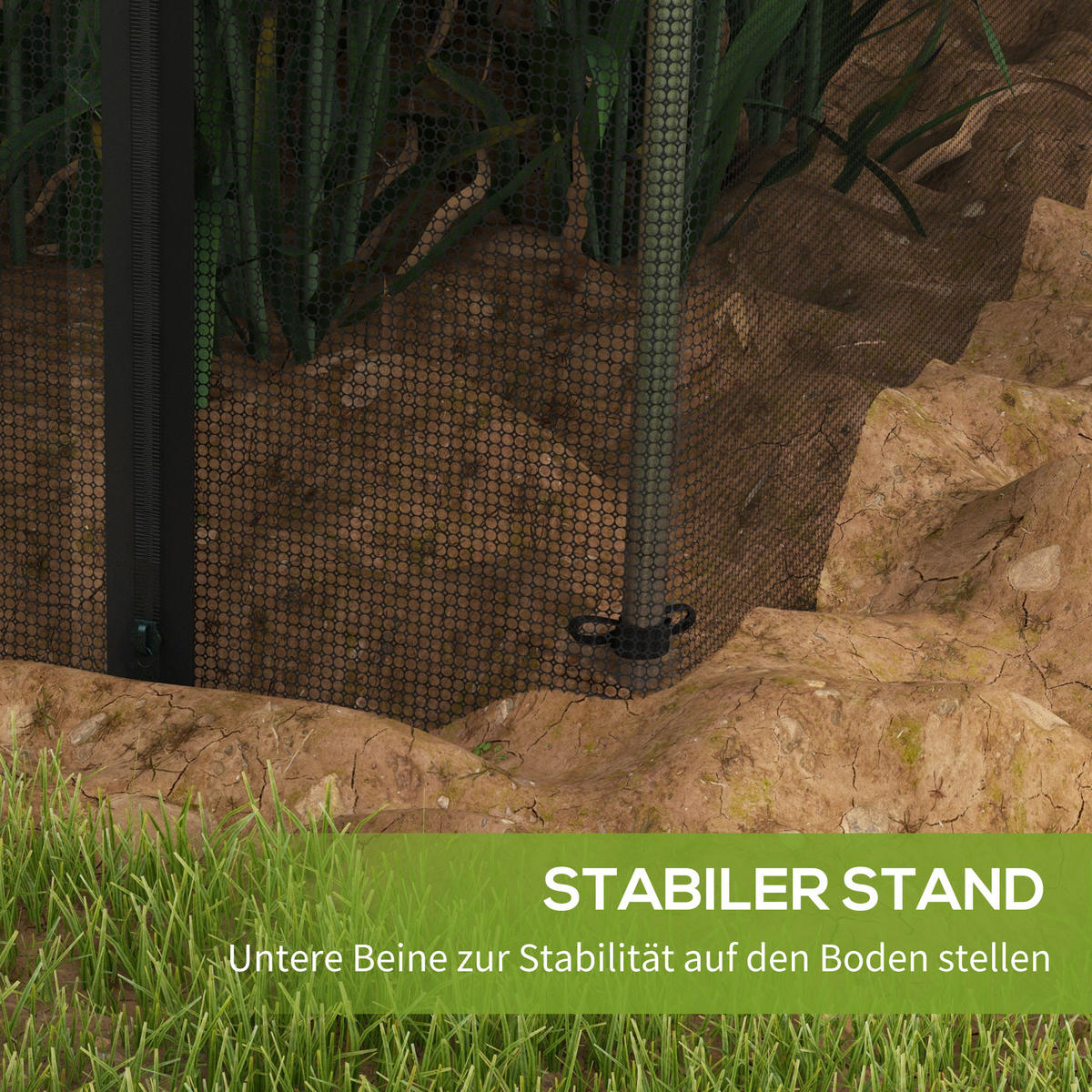 VOGELSCHUTZNETZ Verzinkter Stahl HDPE Schwarz - Schwarz, Metall (360/188/120cm) - Outsunny