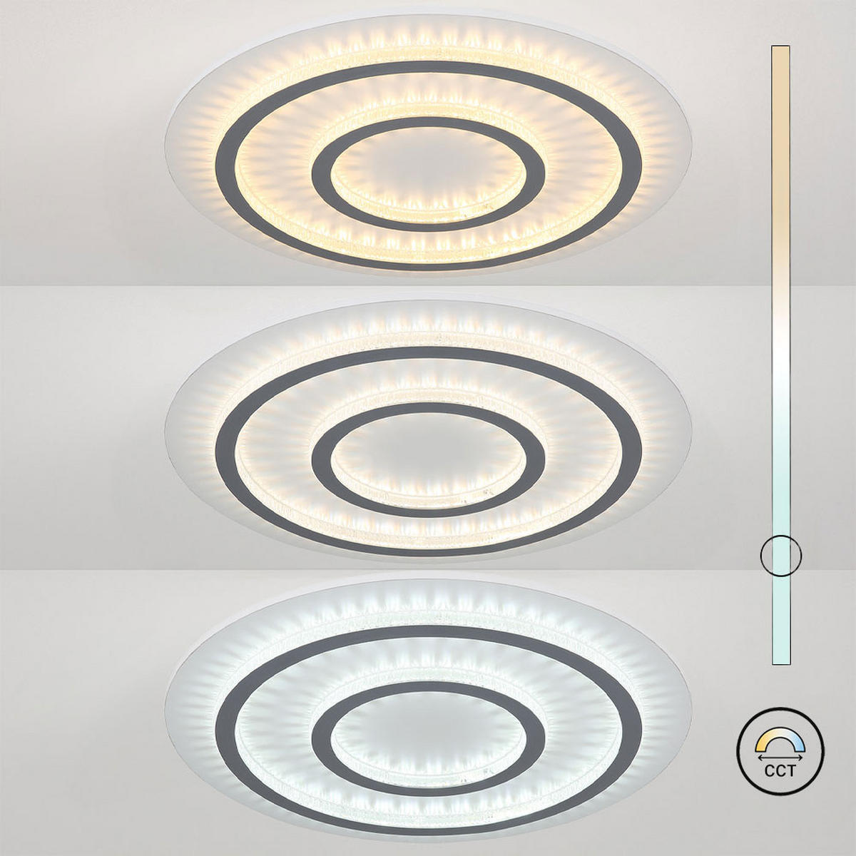 LED DECKENLEUCHTE Kristalle Weiß - Weiß, Metall (55/55/6cm) - Globo Lighting