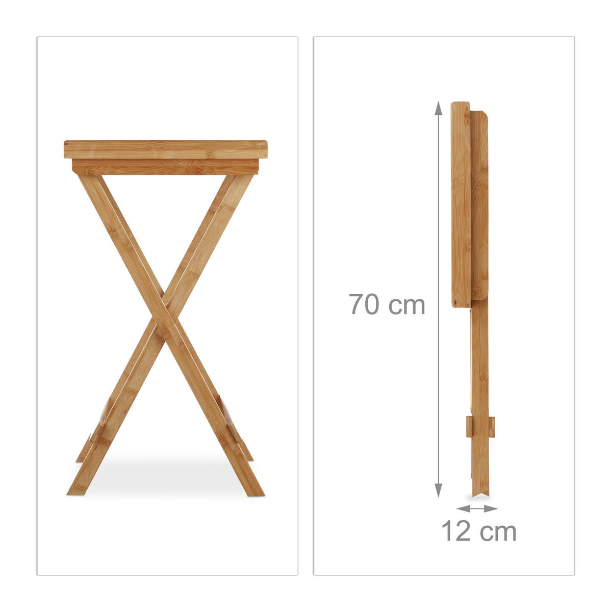 TABLETTTISCH - Hellbraun, Holz (38.5/50/66cm) - Relaxdays