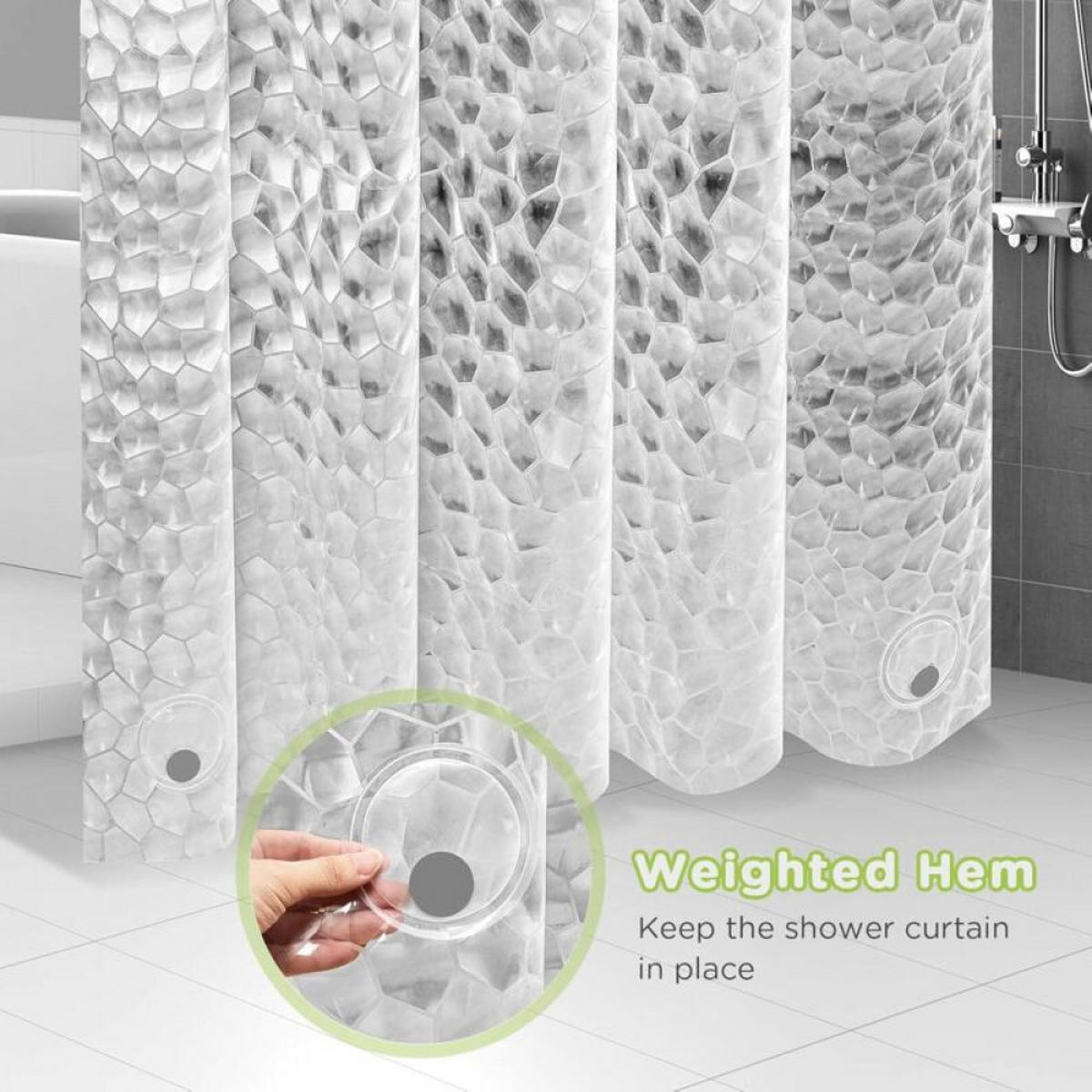 DUSCHVORHANG EVA schimmelresistent wasserdicht waschbar mit Ringen - Grau, Kunststoff (120/180cm) - MCBOSON