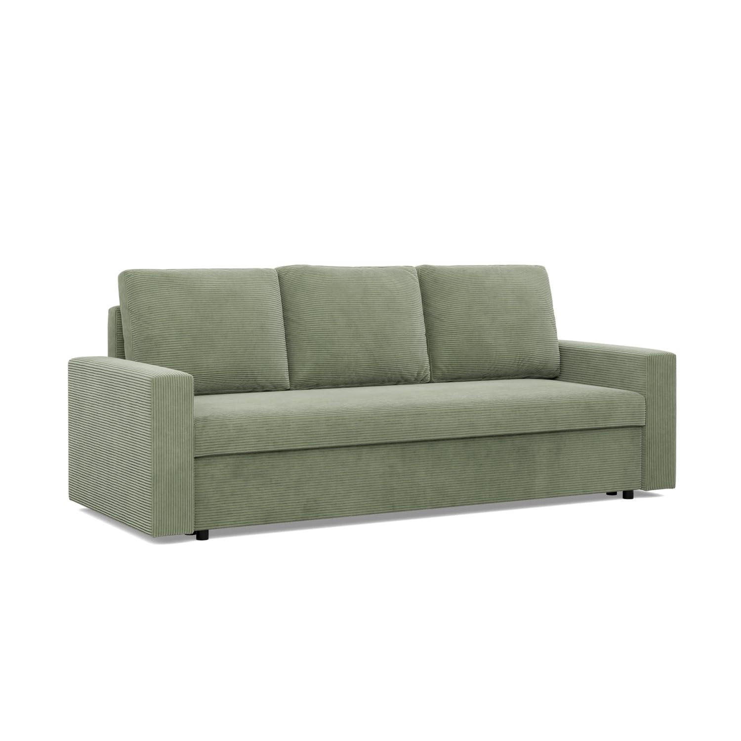 SOFA 3-SITZER MIT SCHLAFFUNKTION NEO, Cord - Grün - Grün, Textil (220/92/92cm) - Mebligo