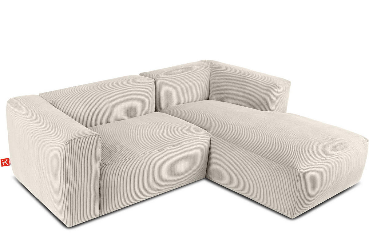 ECKMODULSOFA-RECHTS BUFFO 3/4 Sitzer mit extrem weicher Sitzfläche, Kordstoff, cremefarben - Creme, Textil (237/180cm) - KONSIMO®