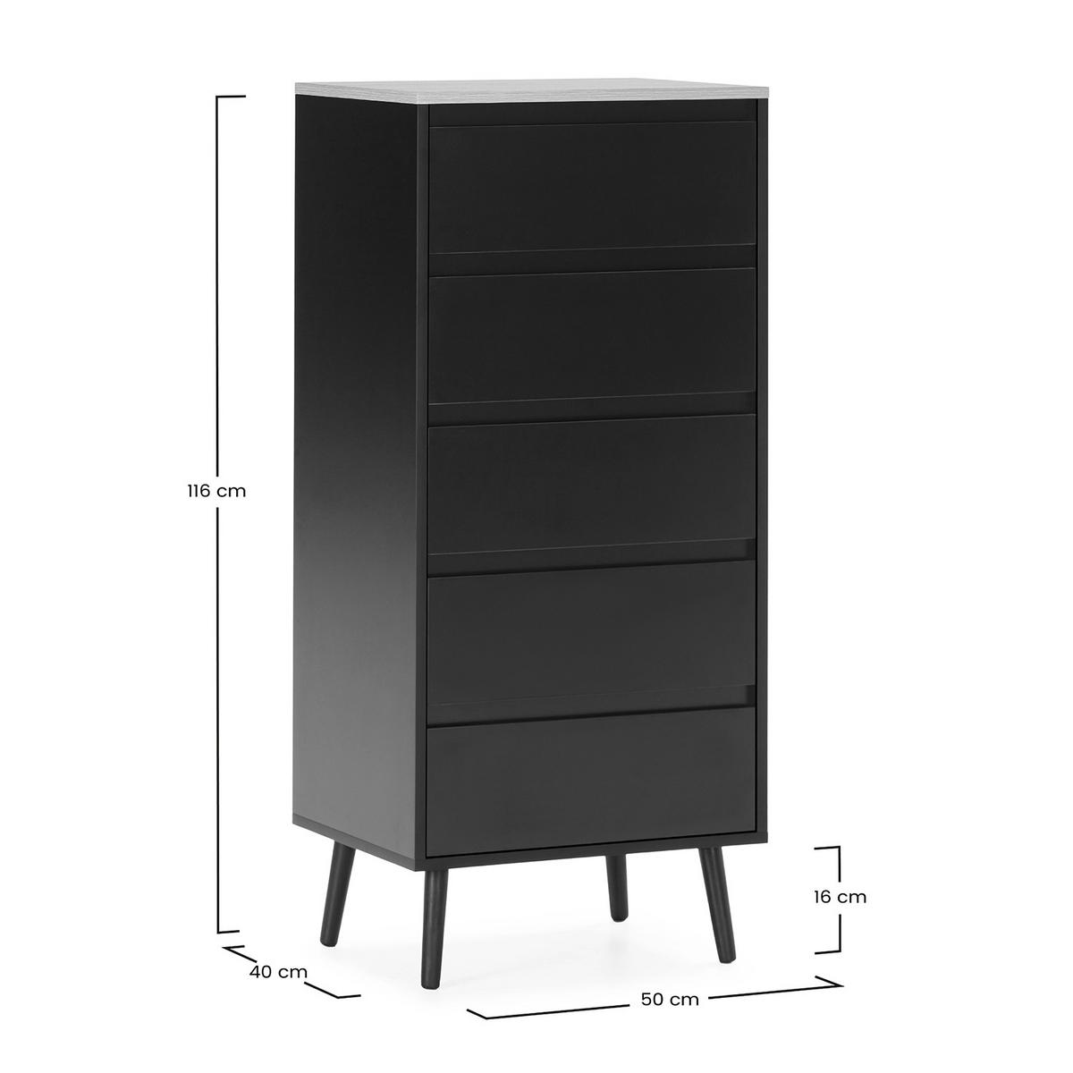 KOMMODE 50/115/40 Desi schwarze Farbe - Schwarz, Holzwerkstoff (50/115/40cm) - VS Venta-stock