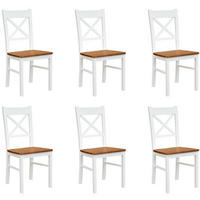 STÜHLE 6ER SET Belluno Elegante Kiefer weiß (RAL9010) lackiert / Kiefer gebeizt, Eichefarben 43 / 44 / 93cm - Eichefarben/Weiß, Holz/Holzwerkstoff (43/93/44cm) - Feldmann-Wohnen